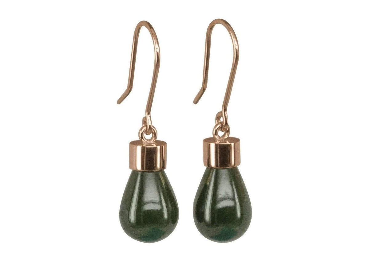 New Zealand Greenstone 'Pounamu' Earrings, Red Gold