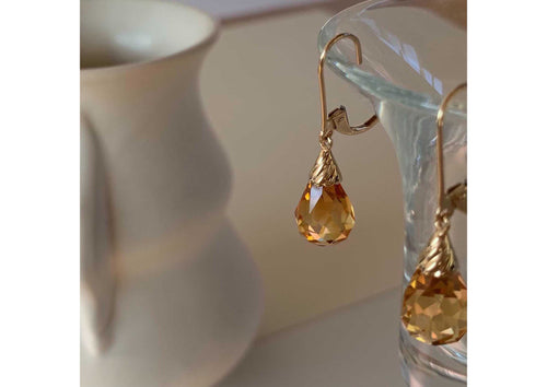 Briolette Citrine Earrings, 14ct Yellow Gold