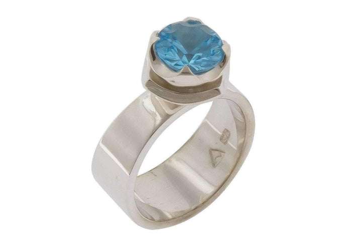 Silver Blue Topaz Flower Ring design   - Jens Hansen