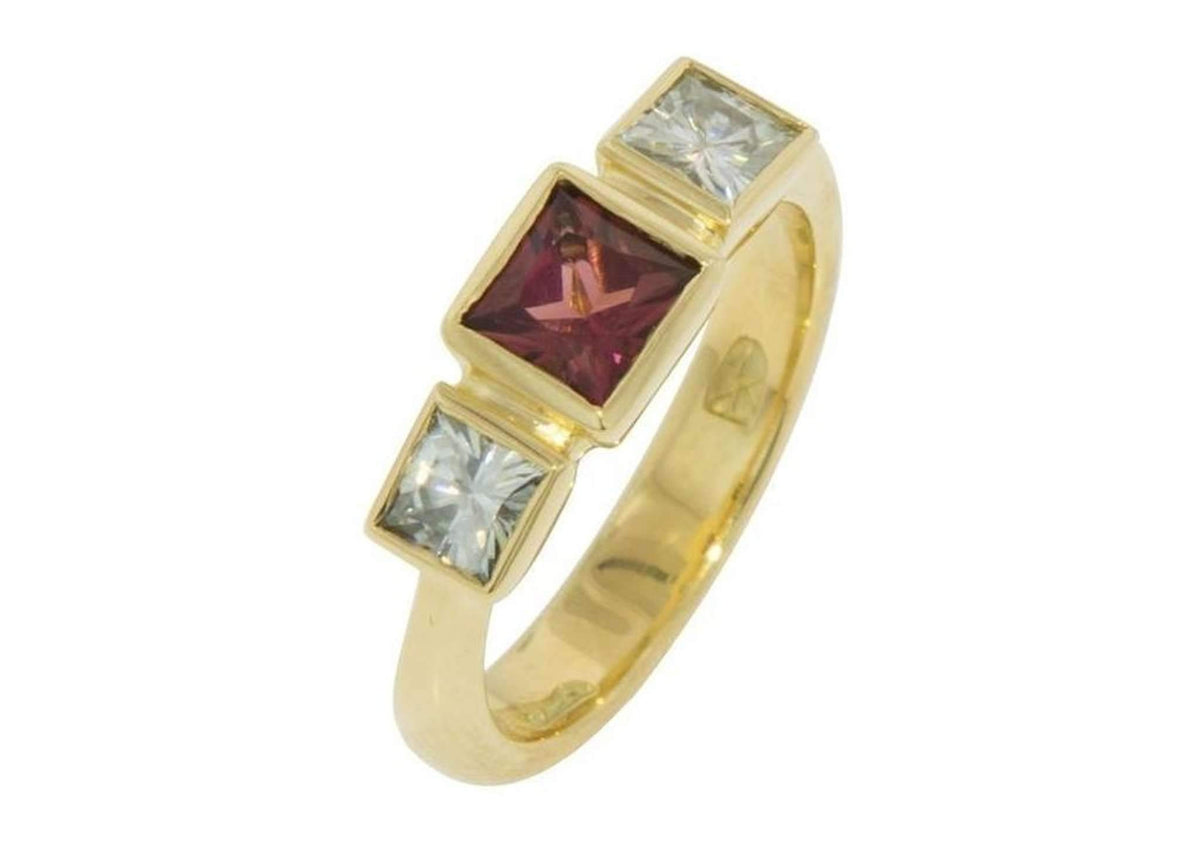 Personalised 3 Gemstone Ring, Yellow Gold