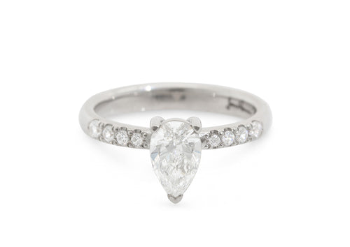 Eros Pear Diamond Engagement Ring, White Gold & Platinum