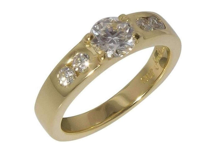 18ct Four Claw Diamond Ring with side Diamonds   - Jens Hansen - 1