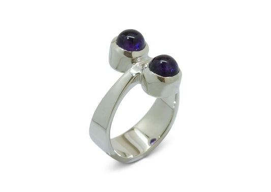 JW362 Double Amethyst Ring, Sterling Silver