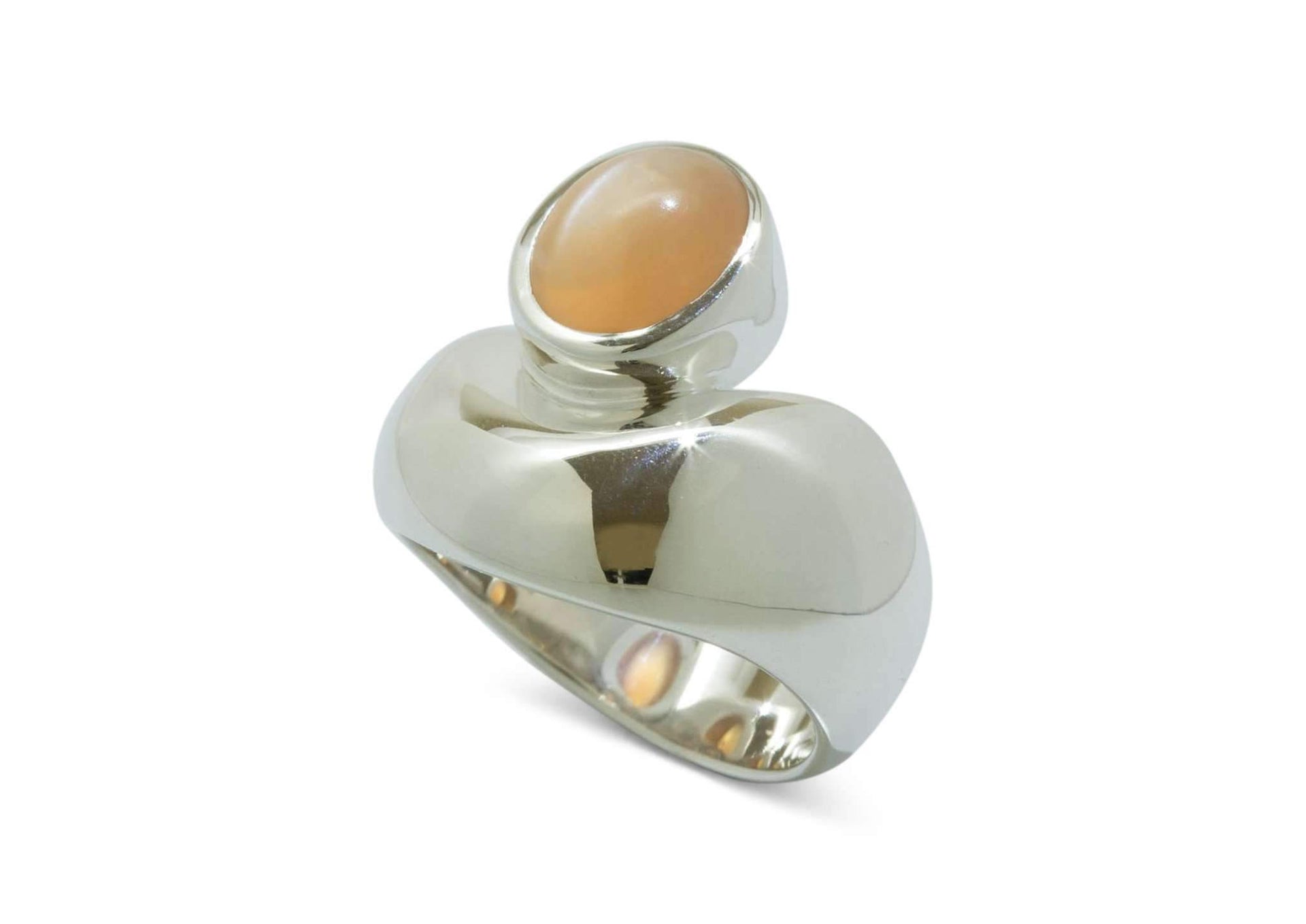 Sterling Silver ring with Peach Moonstone