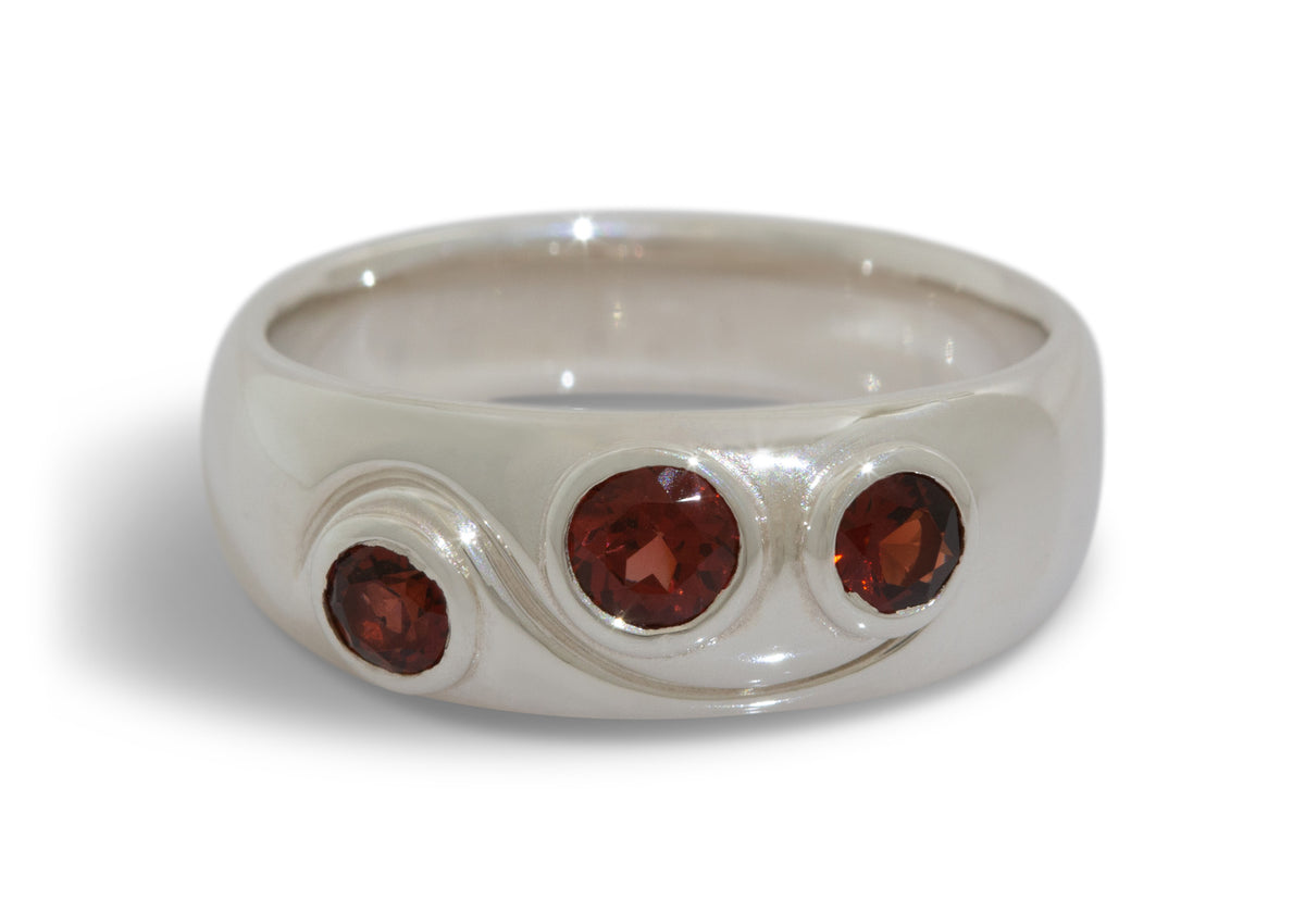 Tri Gemstone Ring, Sterling Silver