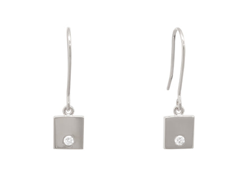 Square Love Stories Diamond Earrings, Sterling Silver