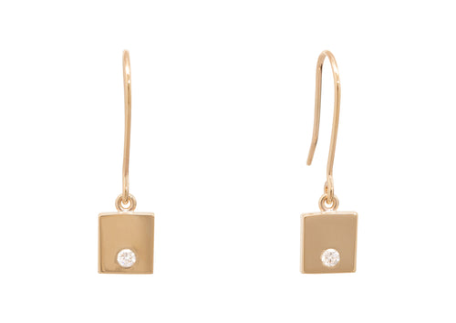 Square Love Stories Diamond Earrings, Yellow Gold