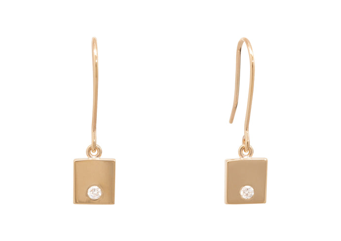 Square Love Stories Diamond Earrings, Yellow Gold