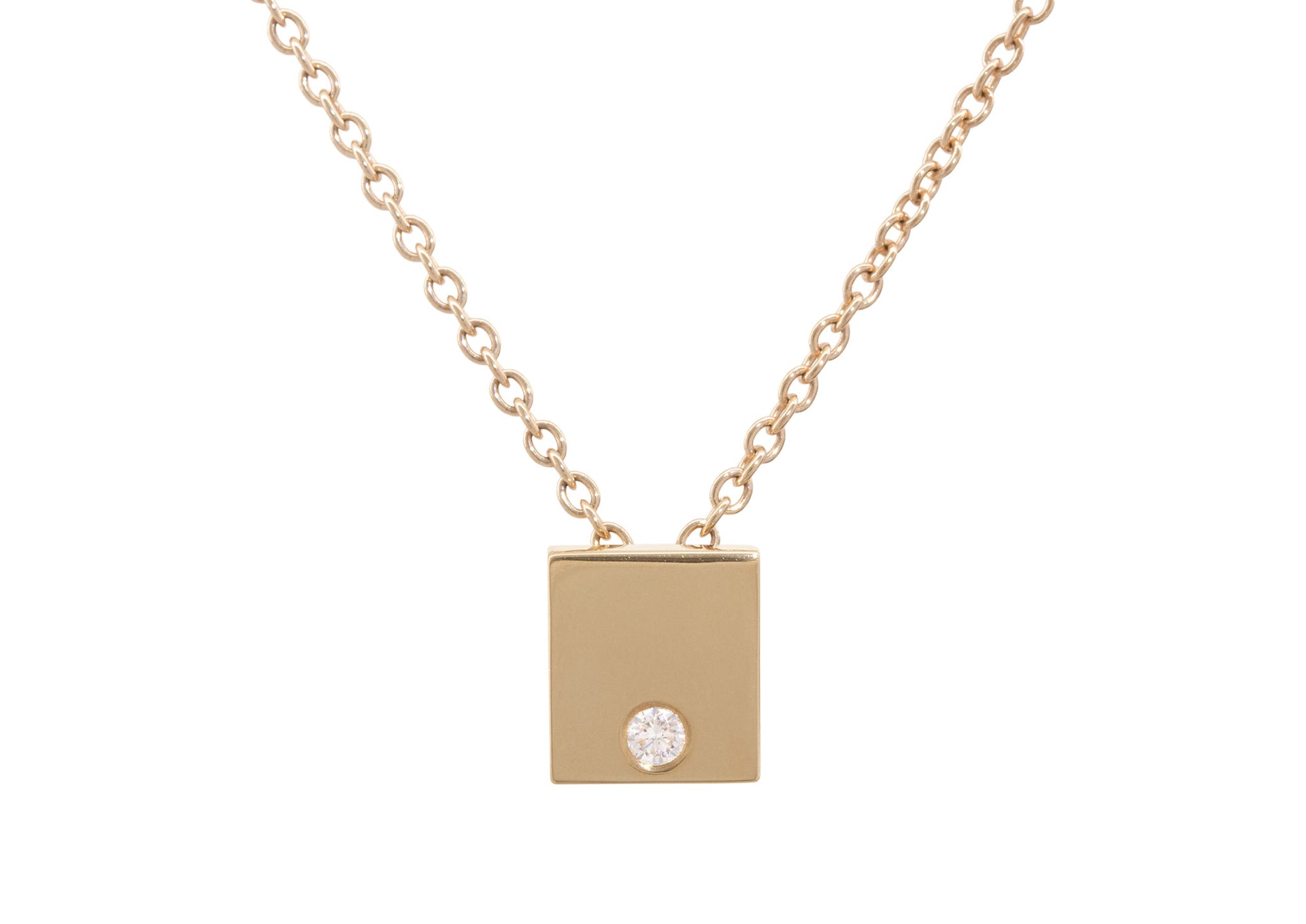 Square Love Stories Diamond Pendant, Yellow Gold