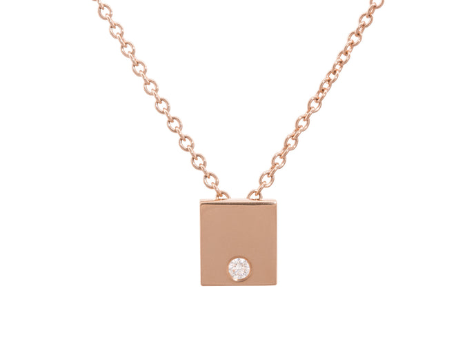 Square Love Stories Diamond Pendant, Red Gold