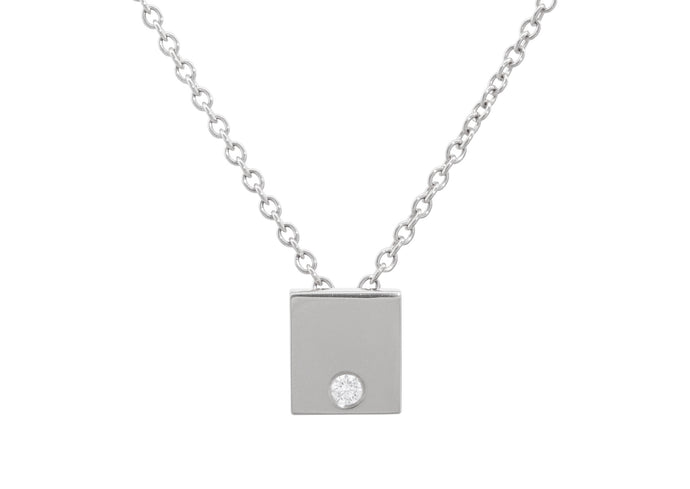 Square Love Stories Diamond Pendant, Sterling Silver