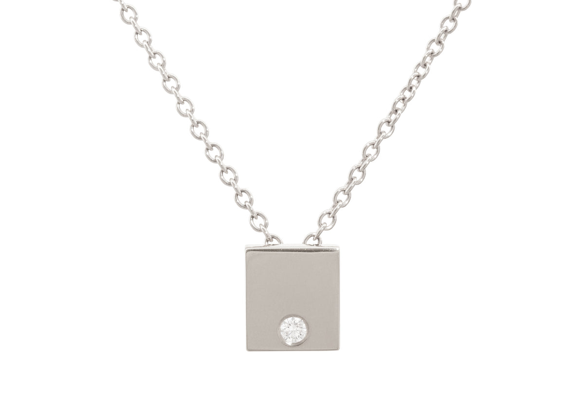 Square Love Stories Diamond Pendant, White Gold & Platinum