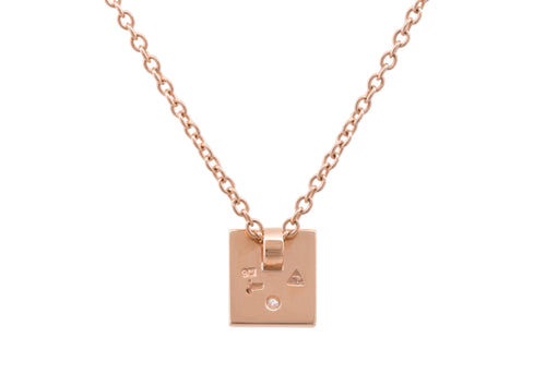 Square Love Stories Diamond Pendant, Red Gold