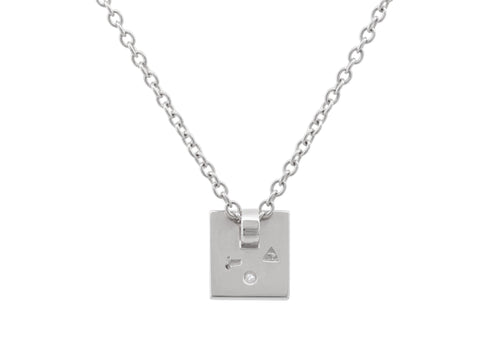 Square Love Stories Diamond Pendant, Sterling Silver