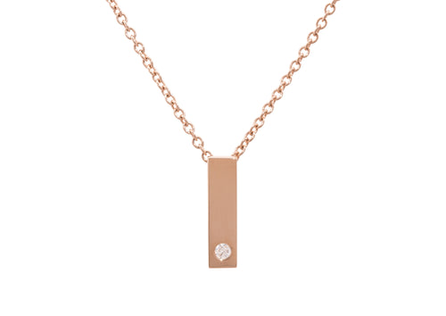 Rectangle Love Stories Diamond Pendant, Red Gold