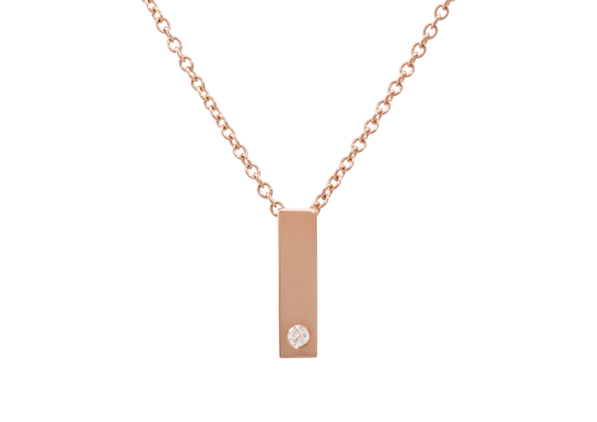 Rectangle Love Stories Diamond Pendant, Red Gold