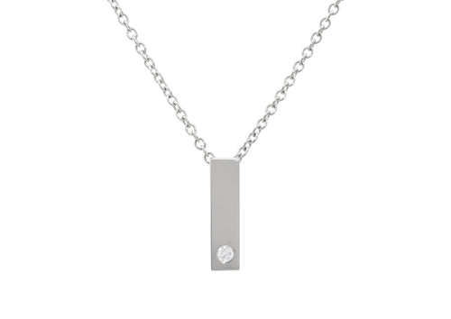 Rectangle Love Stories Diamond Pendant, Sterling Silver