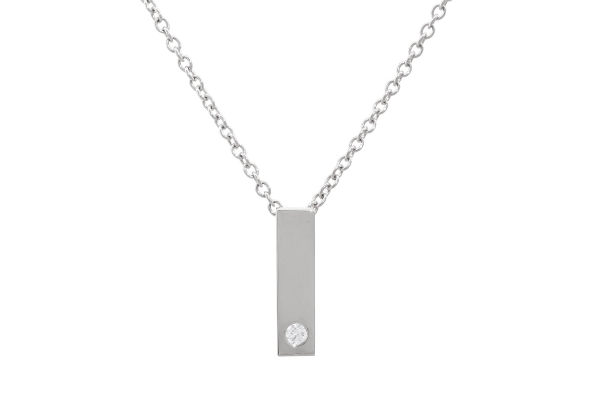 Rectangle Love Stories Diamond Pendant, Sterling Silver