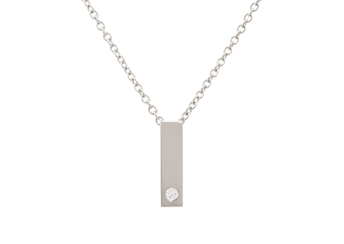 Rectangle Love Stories Diamond Pendant, White Gold & Platinum