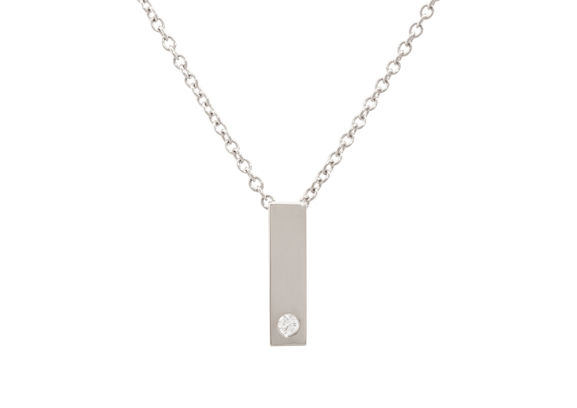 Rectangle Love Stories Diamond Pendant, White Gold & Platinum