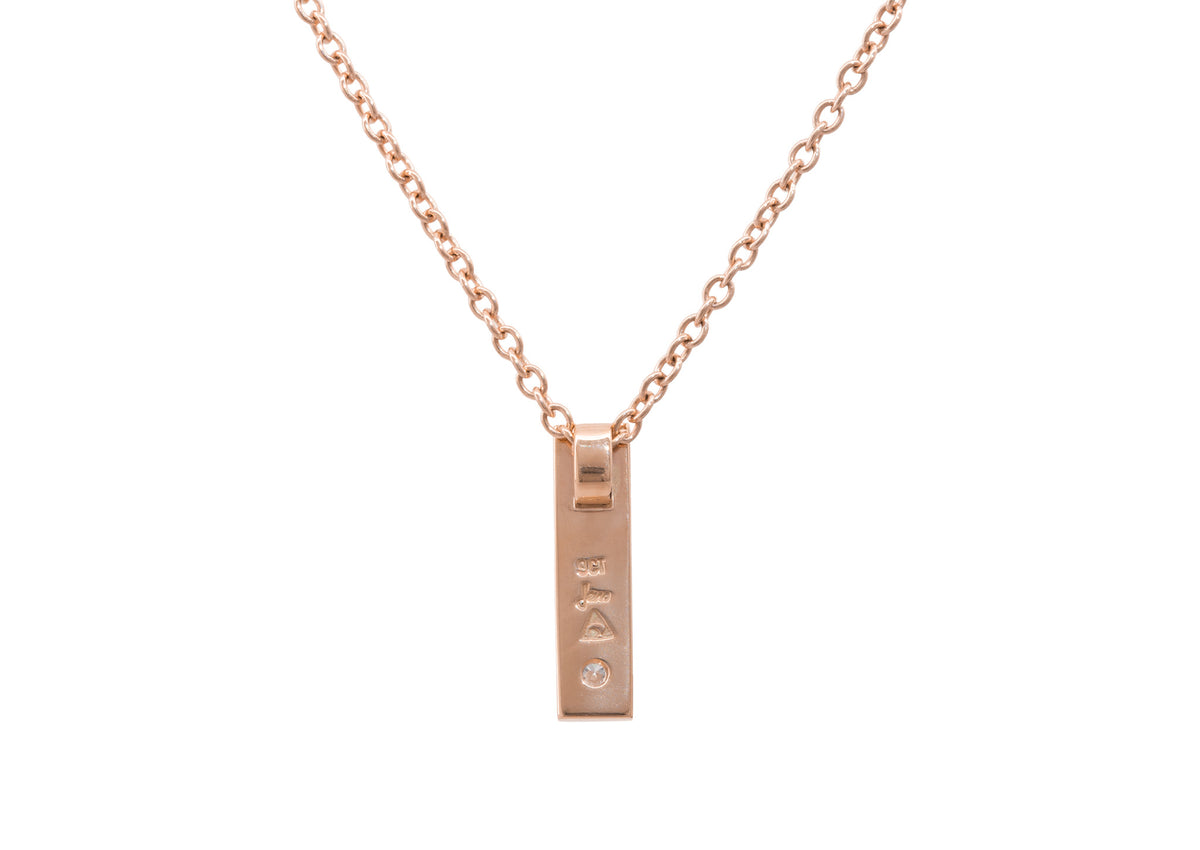 Rectangle Love Stories Diamond Pendant, Red Gold