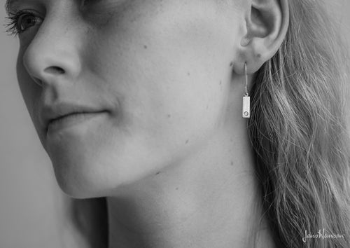 Rectangle Love Stories Diamond Earrings, Sterling Silver