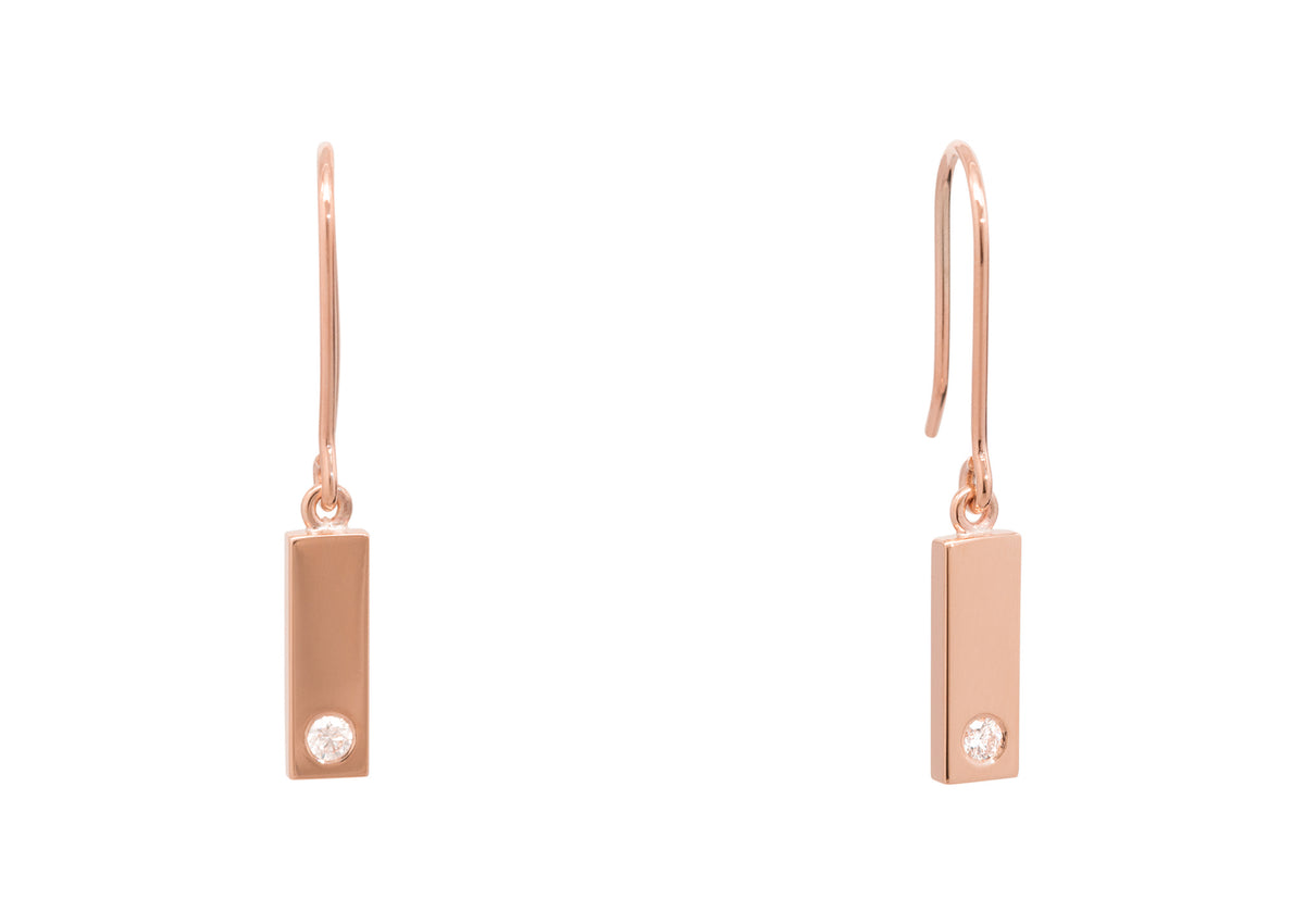 Rectangle Love Stories Diamond Earrings, Red Gold