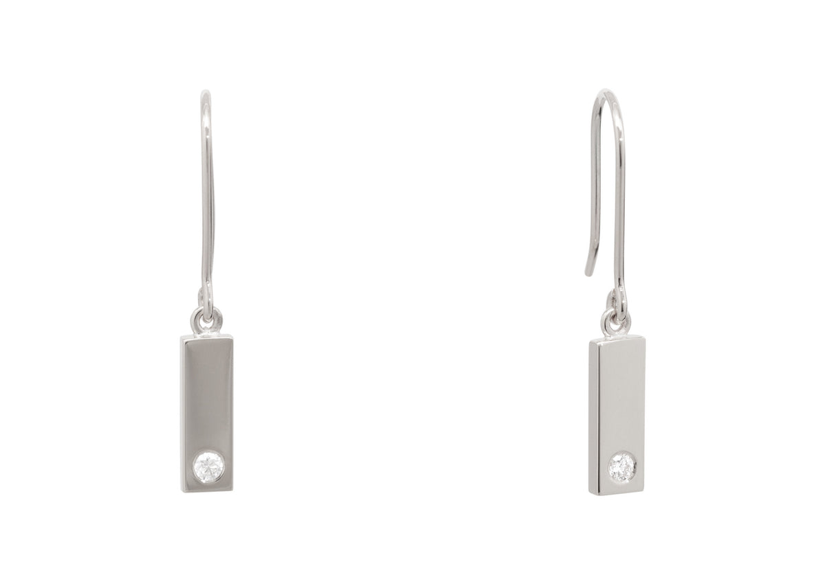 Rectangle Love Stories Diamond Earrings, Sterling Silver