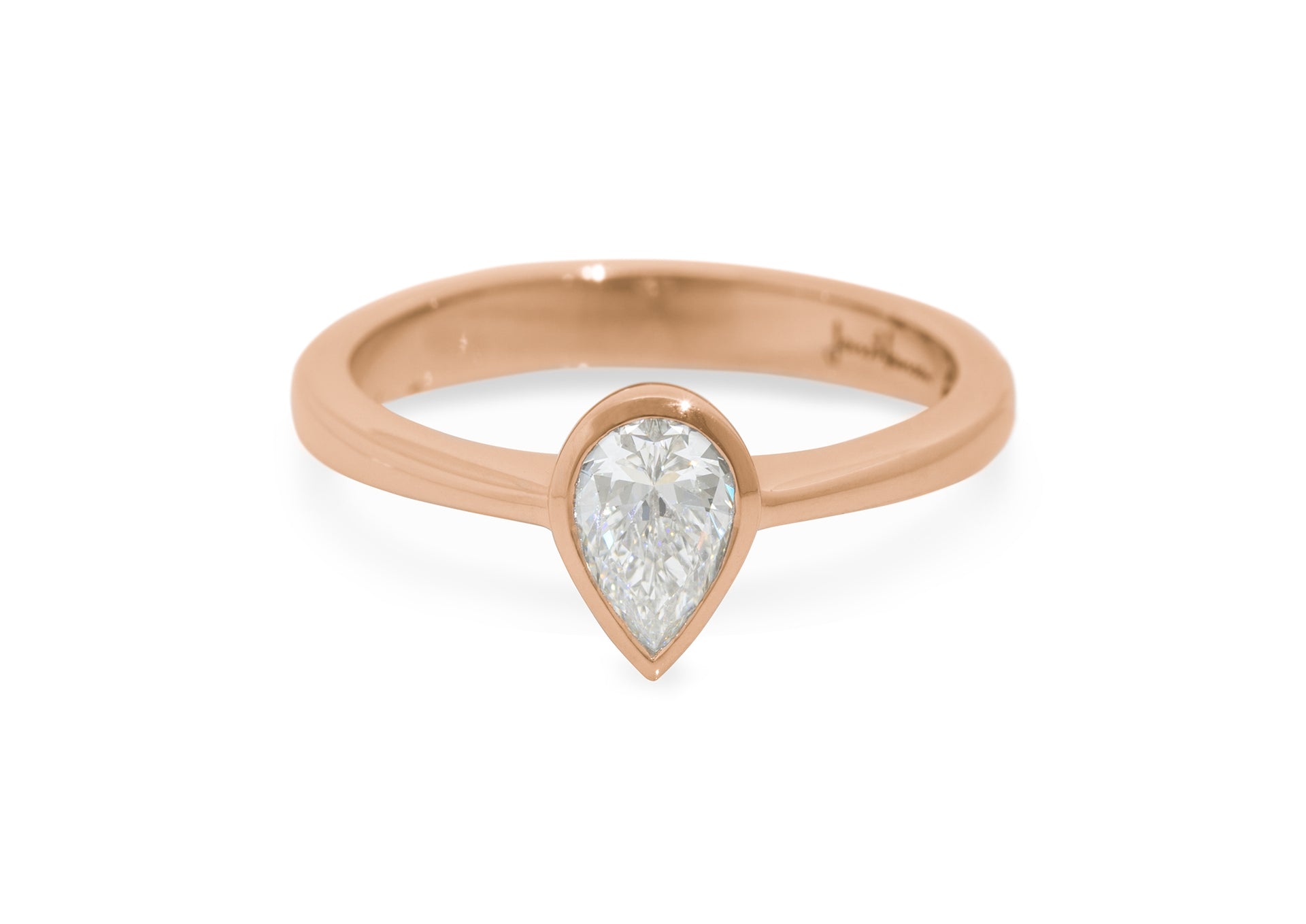 Pear Shaped Diamond Engagement Ring, Red Gold