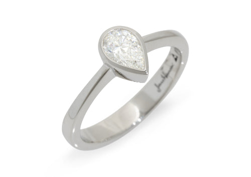 Pear Shaped Diamond Engagement Ring, White Gold & Platinum