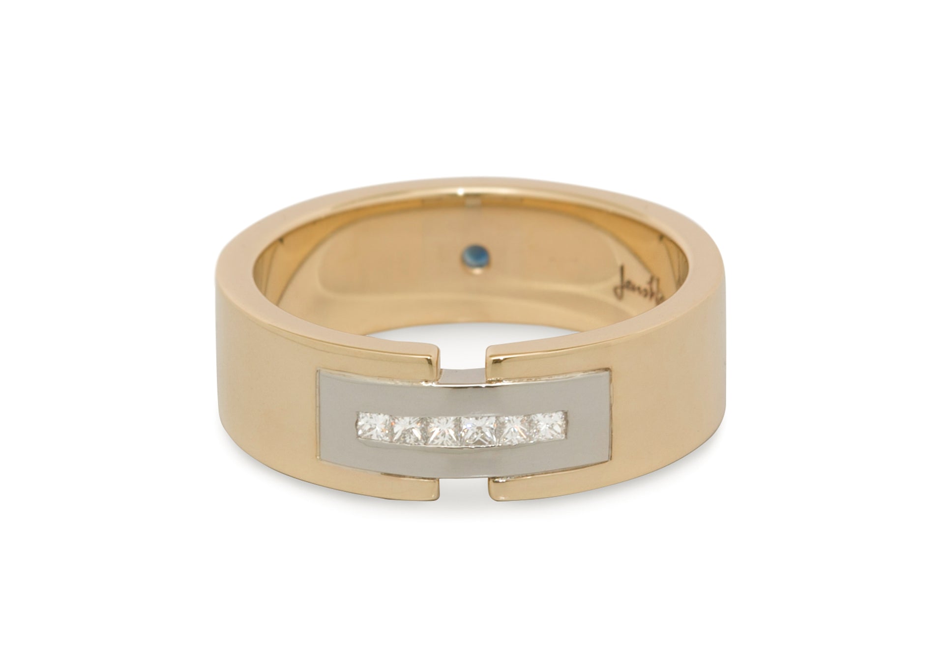 Custom Bi-tone Square Diamond Ring, Yellow Gold & Platinum