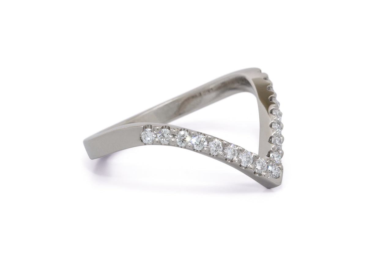 Custom Diamond Wishbone Style Wedding Band, Platinum