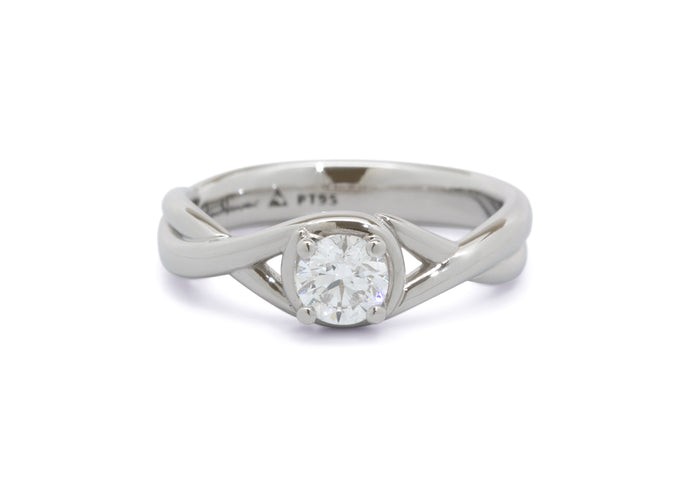 Solitaire Diamond Vine Ring, White Gold & Platinum