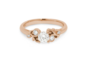 Five-Stone Diamond Elvish Vine Engagement Ring, Red Gold
