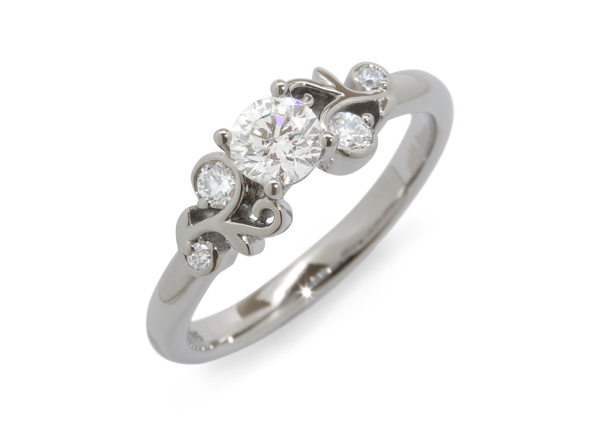 Five-Stone Diamond Elvish Vine Engagement Ring, Platinum