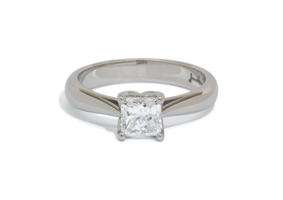 Custom Princess Diamond Engagement Ring, Platinum