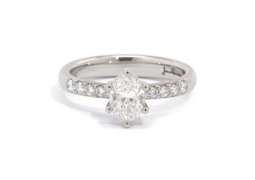 Custom Oval Diamond Engagement Ring, Platinum
