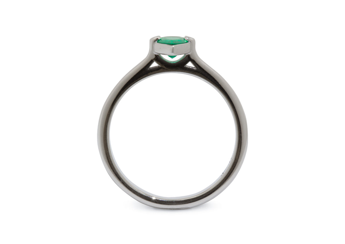 Custom Pear Shaped Emerald Ring, Platinum