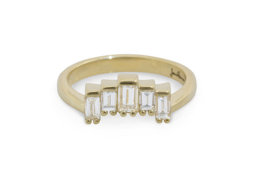 Custom Baguette Diamond Wedding Band, Yellow Gold