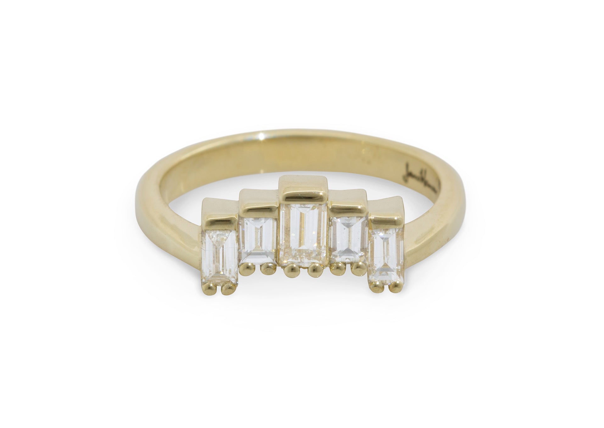 Custom Baguette Diamond Wedding Band, Yellow Gold