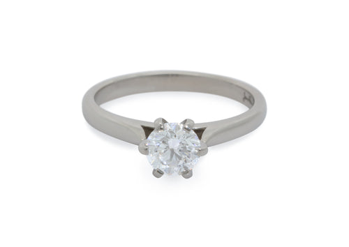 Custom Diamond Cathedral Set Engagement Ring, Platinum