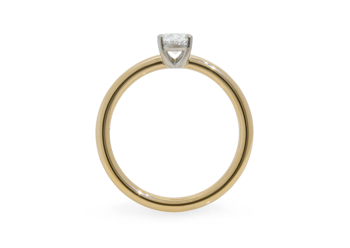 Ellipse Diamond Engagement Ring, Yellow Gold & Platinum