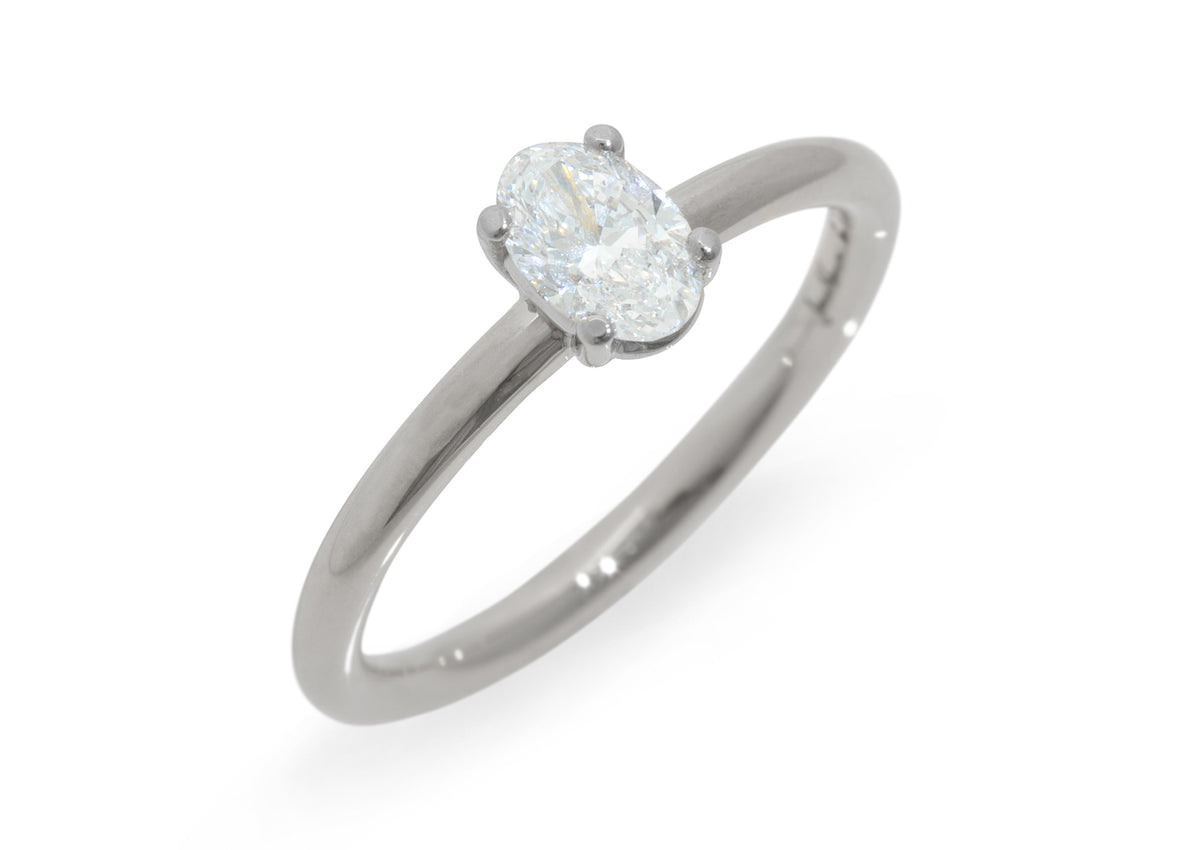 Ellipse Diamond Engagement Ring, White Gold & Platinum