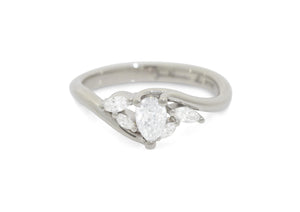 Five-Stone Pear & Marquise Diamond Elvish Vine Engagement Ring, White Gold & Platinum