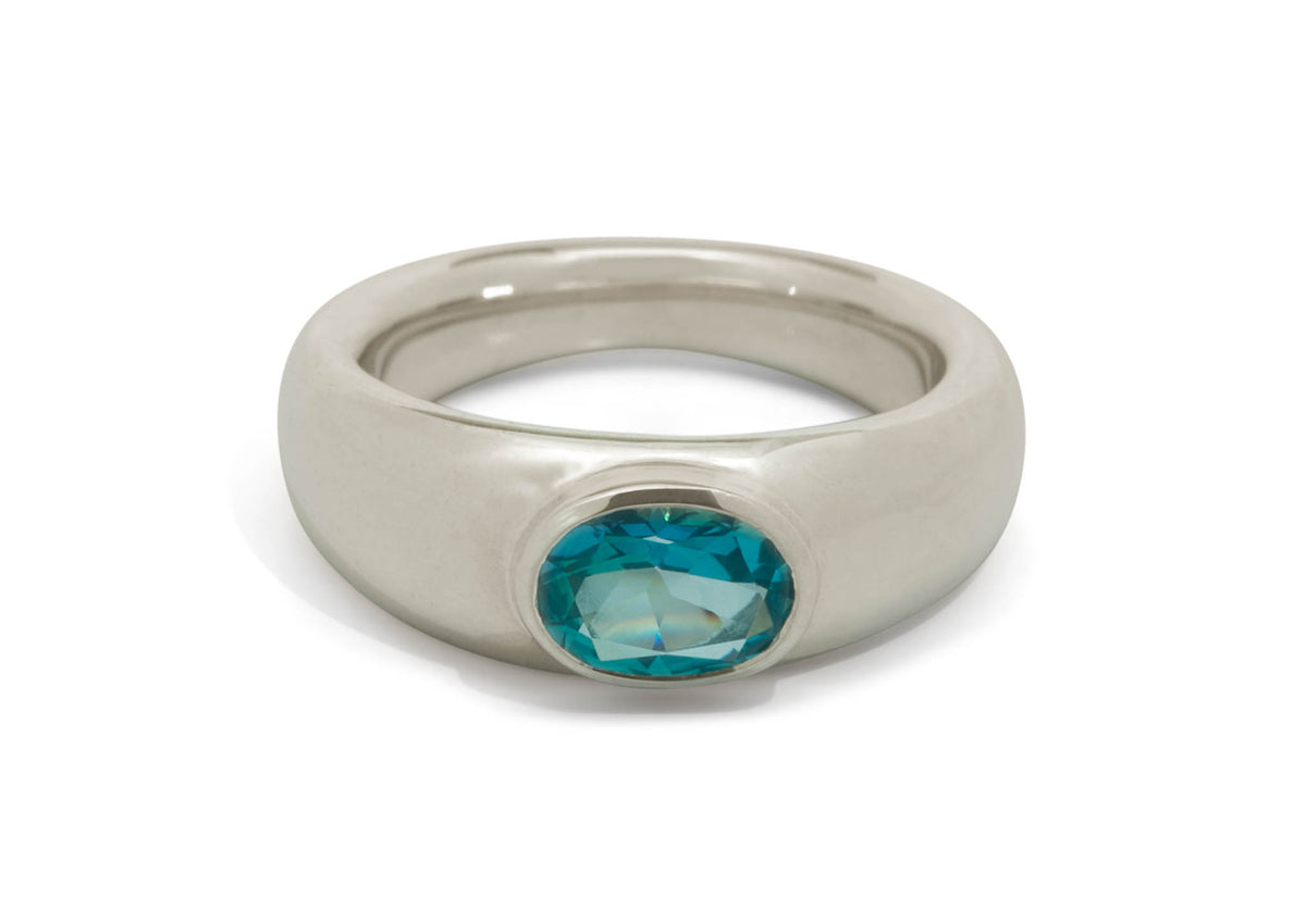 JW102 Gemstone Ring, White Gold & Platinum