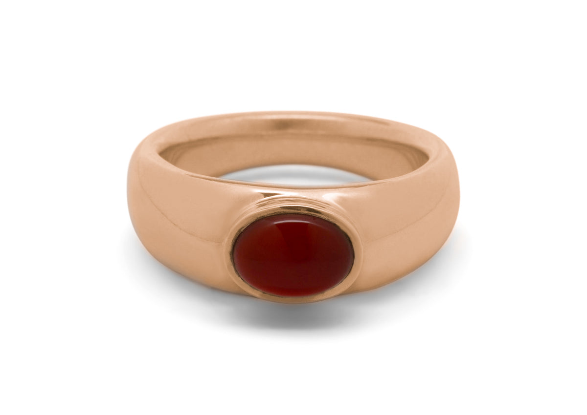 JW102 Cabochon Gemstone Ring, Red Gold