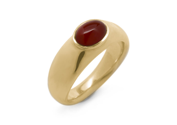 JW102 Cabochon Gemstone Ring, Yellow Gold