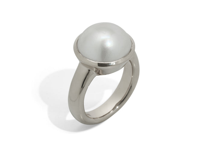 Iridescent Mabe Pearl Ring, Sterling Silver