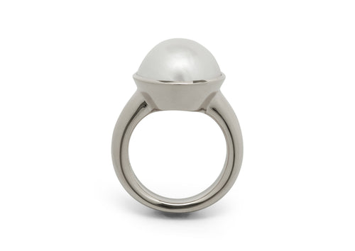 Iridescent Mabe Pearl Ring, Sterling Silver