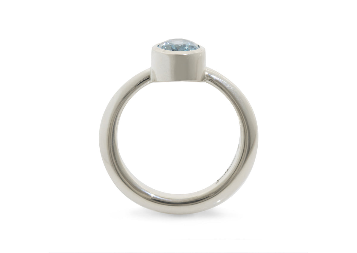 Lab Grown Aqua Blue Spinel Ring, White Gold